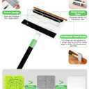 4-in-1 Baseboard Cleaning Tool with Handle 5 Reusable Pads 1 Stiff Bristle Brush Carpet Rake for Pet Hair Removal Baseboard Cleaner Carpet Windows Wall Floor Bathroom Kitchen