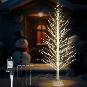 5FT Lighted Birch Tree with 945 LED Lights, Twinkle Lights White Xmas Tree with Timer IP44 Waterproof for Indoor Outdoor Festival Wedding Party Christmas Decorations
