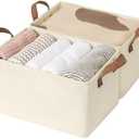 StorageWorks Storage Bins, Shelves Baskets for Organizing, Fabric Closet Organizers with Handles, Metal Frame, Beige-Texture, 2-Pack