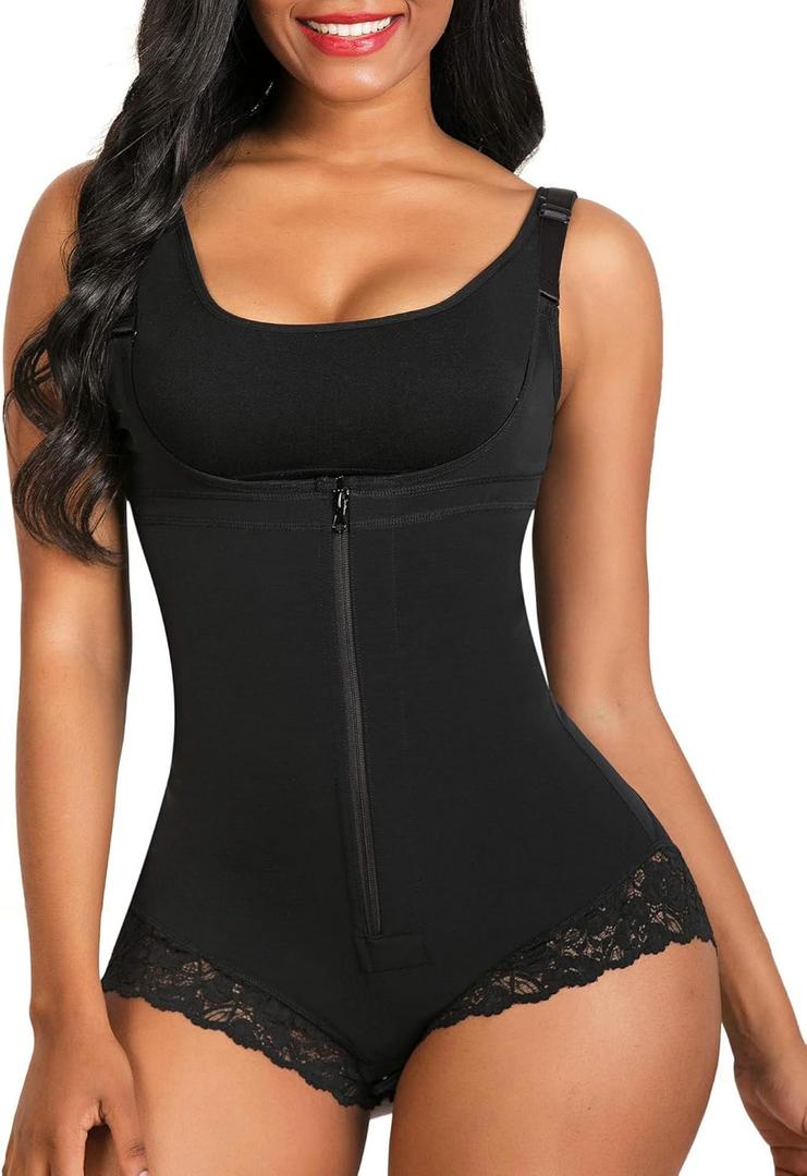 SHAPERX Women's Fajas Colombianas Shapewear Postpartum Tummy Control Body Shaper Butt Lifter Bodysuit (3X-Large, Black)