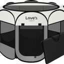 Love's Cabin Cat Dog Playpen, Puppy Kitten Pet Playpen Indoor/Outdoor,Portable Soft Pop Up Dog Kennel Crate with Zipper Cover Door/Carrying Case, Large Size, 39x22x22
