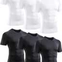 TELALEO 6 Pack Men's Compression Shirt Short Sleeve Athletic Baselayer Sports T Shirts Workout Tops for Men Black White (XX-Large)