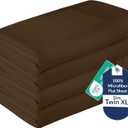 Royale Linens 2 Pack Bulk Flat Sheet Set - Top Sheets - Soft Microfiber - Wrinkle & Stain Resistant - for Hotel, Massage Table, Hospital, Dorm - Twin XL Flat Sheet Sold Separately (Twin Xl, Chocolate)