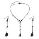 QLYOVWE Goth Red Teardrop Necklace Earrings Sets for Women Retro Black Rhinestone Chain Tassel Y Necklace Punk Blood Water Drop Earrings Vampire Halloween Cosplay Jewelry Gift (Black)
