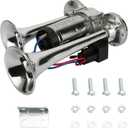 600DB Super Loud Dual Electric Air Horns Kit for Vehicles - With Compressor, Applicable for Cars, SUVs, Trucks, Boats (Sliver) (Silver)
