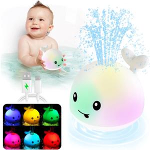 ANGGIKO Baby Bath Toys, Pool Water Table Toy for Babies, Toddler Bath Toys for Kids Ages 1-3, Light Up Whale Bath Toy Sprinkler 1 Year Old Boy Girl Gift Summer Bathtub Fountain Baby Toy 6-12-18 Months