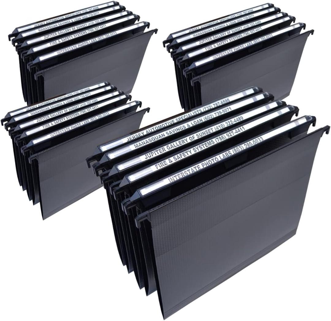 Ultimate Office MagniFile Hanging File Folders V Base Letter Size with 11 inch Magnified Indexes That Double The Size of Your File Titles to Find Files Fast. (Set of 24 Black)