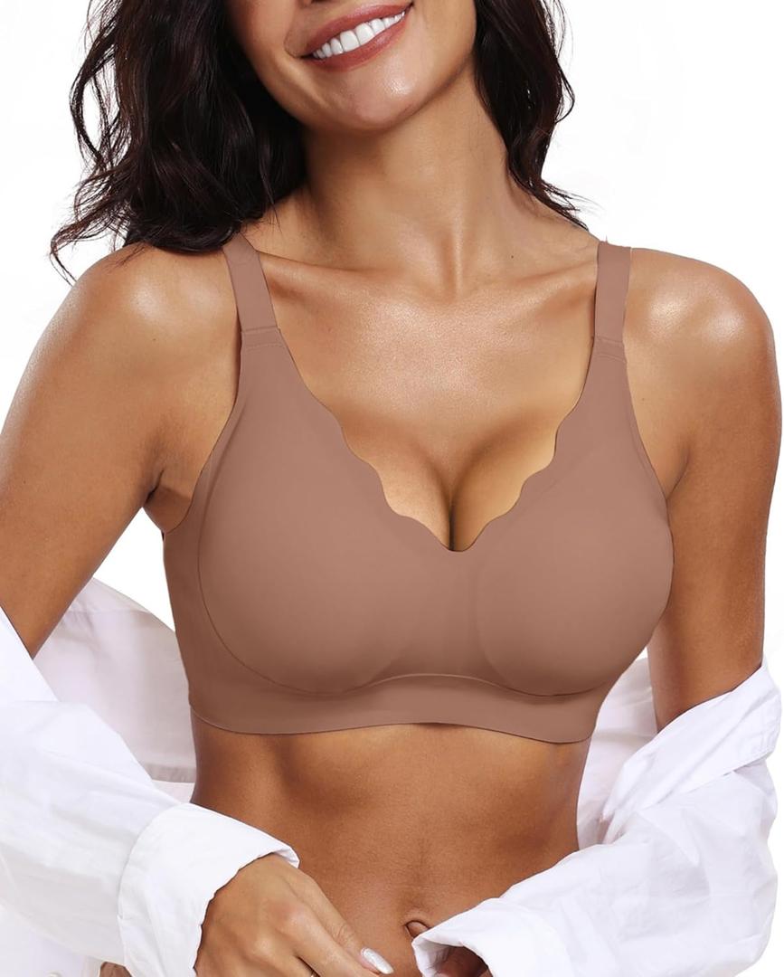 OEAK Womens Wireless Bras Push Up Support Full Coverage Bralettes No Underwire Bra Comfortable Everyday Seamless Tshirt Bras (XX-Large, Coffee) OEAK Womens Wireless Bras Push Up Support Full Coverage Bralettes No Underwire Bra Comfortable Everyday Seamless Tshirt Bras (XX-Large, Coffee)