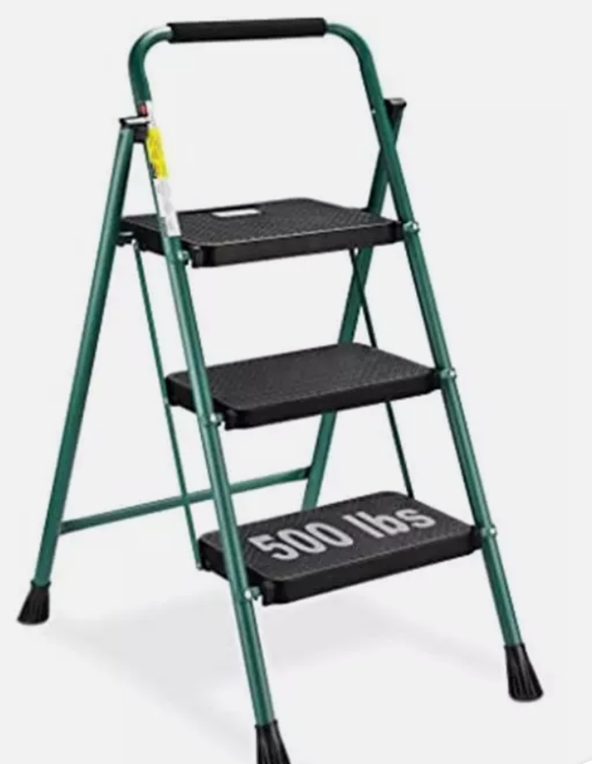 HBTower 3 Step Ladder, Folding Step Stool with Wide Assorted Sizes , Colors
