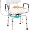 PETKABOO 360 Degree Shower Chair Swivel,Portable Seat with Armrests and Back, Adjustable Height Seat for Bathtub (White1)