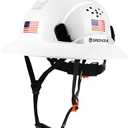 Full Brim Hard Hat Vented Construction Safety Helmet OSHA Approved Cascos De Construccion Work Hardhats with Cooling Towel for Men&Women 6 Point Adjustable Ratchet Suspension