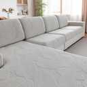 QIANMEW Couch Covers for Sectional Sofa, Washable Stretch Soft Sofa Cushion Covers L Shape Sofa Slipcovers Anti Slip Furniture Decor Protector for Pets (2 Seaters Covers,Light Gray)