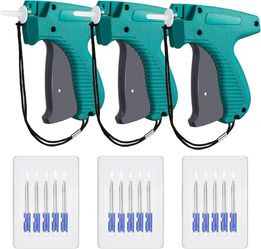 Honoson 3 Pieces Clothes Tagging Applicator Garment Tag Attacher Label Tagging Machine with 15 Pieces Steel Needles for Boutique Store Consignment Garage Yard Sale(Green)