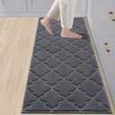 COSY HOMEER Soft Kitchen Floor Mats for in Front of Sink Super Absorbent Kitchen Rugs 20"x59" Non-Skid Standing Mat Washable,Polyester,Dark Grey