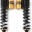 Newsmarts 2pcs Adjustable 15.75" 400mm Motorcycle Air Shock Absorbers for HONDA for Suzuki for Yamaha for Kawasaki ATV Go Kart Quad Dirt Sport Bikes, Gold and Black