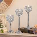 Silver Crystal Tealight Candle Holders Set of 12 (4 Sets) - Tall Bling Bowl Candelabra Centerpieces for Dining Table, Wedding, Party & Fireplace Mantel Decor