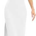 JLCNCUE Women's Tube Strapless Maxi Dress Side Slit Bodycon Dresses Sleeveless Off Shoulder Backless Cocktail Dress 295 (White, S)