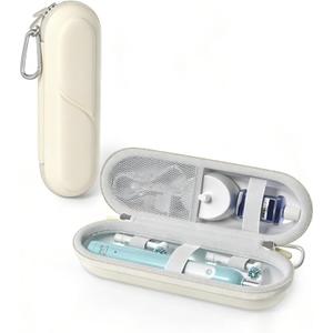 ProCase Toothbrush Travel Case for Oral-B/Oral-B Pro 1000 1500 5000 7000 7500 6000 9600/Philips Sonicare 4100 5100 1100 6100 5300 Oral-B iO Electric Toothbrush Portable Hard Container, Beige