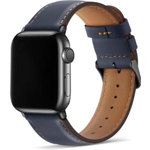Tasikar Bands Compatible with Apple Watch Band 42mm (Series11/10) 41mm 40mm 38mm Men Genuine Leather Replacement Bands Compatible with Apple Watch SE Series 11 10 9 8 7 6 5 4 3, Deep Blue