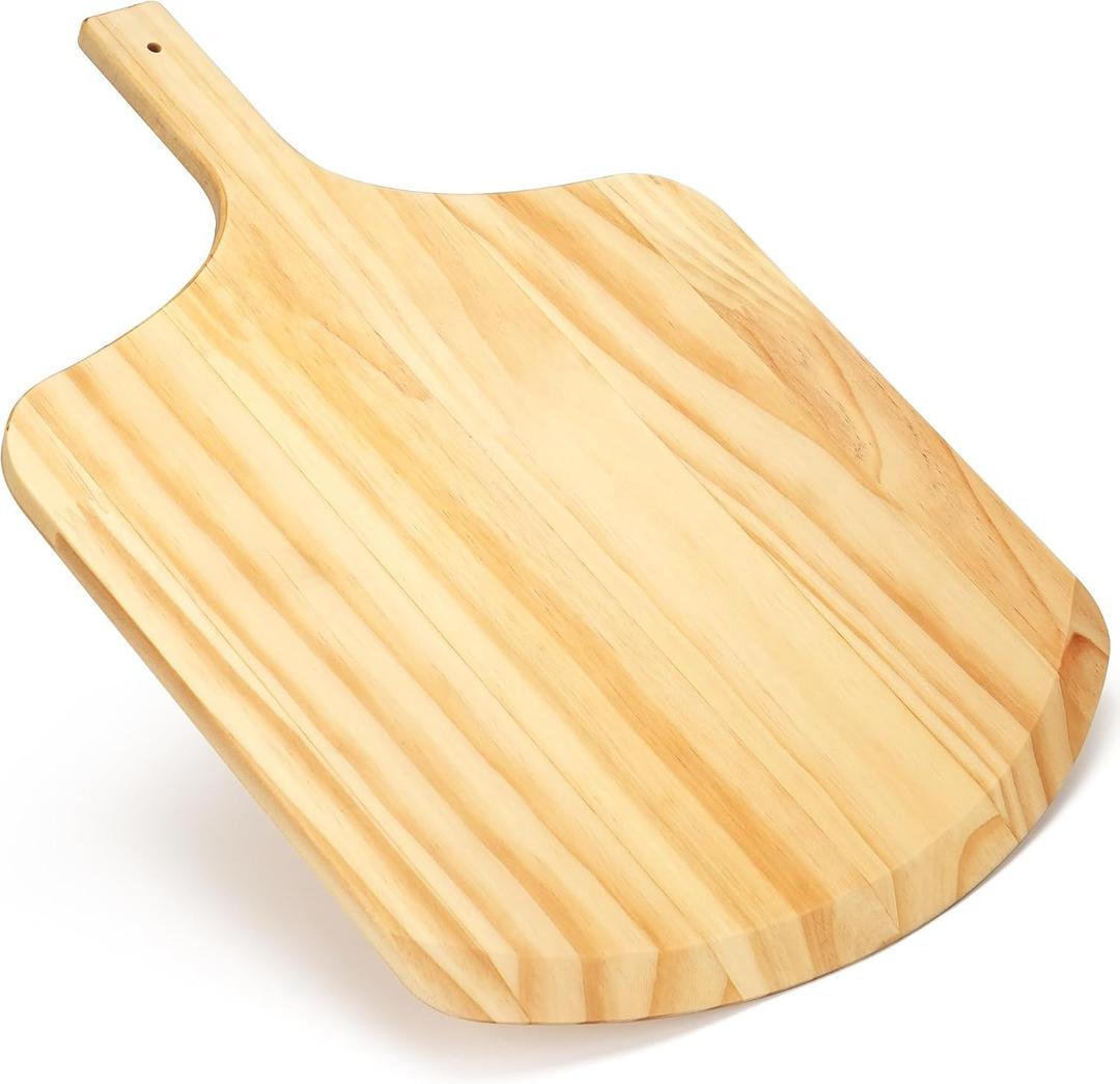 LotFancy Pizza Peel 12 inch, Wood Pizza Spatula Paddle, Pizza Cutting Board with Handle, Wood Serving Tray for Charcuterie Cheese