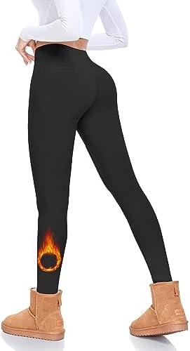 FULLSOFT Fleece Lined Leggings Women High Waisted Tummy Control Workout Winter Thermal Warm Soft Yoga Pants, Black, Size,S/M