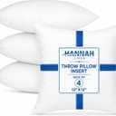 Hannah Linen Throw Pillow Inserts 12x12  4 Pack Square Decorative Pillow Insert for Couch, Sofa & Bed, Soft Fluffy Polyester Filled Cushion Stuffers, Indoor Home Decor Pillows