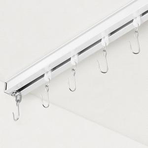 Curtain Track, Ceiling Curtain Track for Room Divider, Ceiling Mount Rail Set with Roller Hooks, White, 6ft - 9ft
