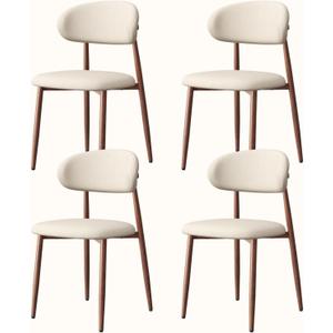 Upholstered Dining Chairs Set of 4 Mid-Century Modern Kitchen & Dining Room Chairs with Linen Seat and Backrest Ergonomic Sillas de Comedor(Walnut/Beige)