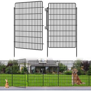 10 Panels Garden Fencing Animal Barrier with Lock, 48 in(H) X 24 Ft(L) Dog Fence Outdoor for Yard Rustproof No Dig Decorative Tall Garden Fence Metal Wire Panel Border Rabbit Ground Stakes Fencing