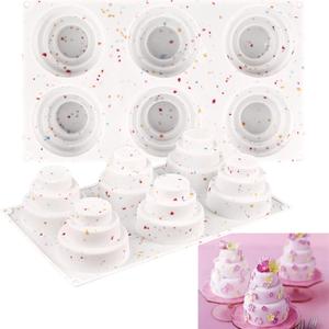 Sakolla 2 Pack 3 Tier Mini Cake Molds, 6 Cavity Silicone Cake Molds for Baking Cake Pop, Cakesicle, Brownie and Mousse (Confetti)