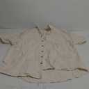 Alimens & Gentle Mens Linen Shirts Cotton Hawaiian Shirts Short Sleeve Button Down Shirts Casual Summer Beach Tops (4X-Large, A-creamy White)