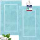 TEXTILOM Luxury 2 Pack Banded Cotton Bath Mats for Bathroom Floor [ Hotel, Spa, Tub, Shower Bath Mat Floor Towel Set ], Machine Washable & Soft & Absorbent & Quick Dry (20''x34'')- Aqua