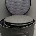 punemi China Storage Containers, Dish Storage w/Hard Shell Top Side Bottom Support & Felt Dividers for Charger Plates Dinnerware, Perfect for Moving Supplies, 4 set Stackable Fine China Storage, Gray