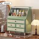 Large Vanity Organizer with Drawers for Bathroom Countertop | Dustproof makeup organizer Plastic,Bathroom Countertop,3 Drawers Large Drawer Storage,For Skincare Makeup Perfume (Green)