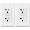 ELECTECK 2 Pack GFCI Outlets 20 Amp, Non-Tamper Resistant, Decor GFI Receptacles with LED Indicator, Ground Fault Circuit Interrupter, Wallplate Included, ETL Listed, White