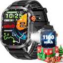 Military Smart Watches for Men-30 Days Battery/Flashlight/Compass,2.01 inch HD Display,IP68 Waterproof Fitness Tracker with Heart Rate,Sleep Monitor,100+ Sport Modes Smartwatch for Android & iPhone (Black)