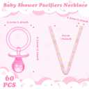 Junkin 60 Pieces Baby Shower Pacifiers Necklace Acrylic Pacifiers Necklace Charm for Baby Shower Party Favors Decorations, Women Style(Pink, Gold)
