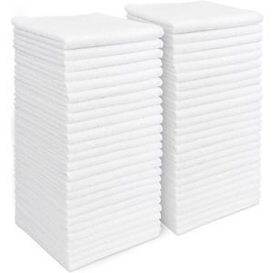 AIDEA Microfiber Cleaning Cloth White 50PK, Cleaning Rags, Lint Free Microfiber Towels, Kitchen Towels Dusting Cloth, Wash Cloths, Dish Rags White, 12"x 12"