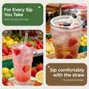 18oz Ribbed Glass Tumbler with Lids & Straws, Set of 2 -Vintage Ribbed Iced Coffee Cups, Reusable Smoothie & Cocktail Drinking Glasses - Perfect for Daily Use & Travel