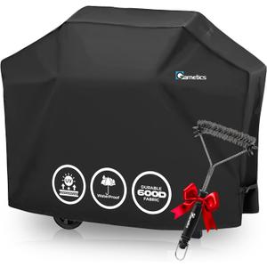 Grill Cover for Outdoor Grill, BBQ Grill Covers for Outside, Grill Cover 58 Inch, BBQ Covers Waterproof Heavy Duty Waterproof, Small to Large Durable and Convenient Universal Grill Covers (Black with Cleaning Brush)