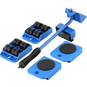 Heavy-Duty Furniture Moving Tool with Wheels, Featuring a Height-Adjustable Lifting Lever and Four-Wheel Sliders, Suitable for Sofas, refrigerators, and Washing Machines. (Blue)