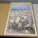 2-Pcs Framed Landscape Wall Art, Coastal Floral Canvas, Beach Scenery Poster Painting For Living Room, Bedroom, Gallery, Home Decor, 16x24 Inches, Ready To Hang (White flowers and sea)