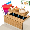 Joy&Grace Couch Arm Tray, 3in1 Magnetic Detachable Sofa Arm Table with Phone and Tablet Holder Bamboo Couch Cup Holder, Foldable Sofa Armrest Tray for Eating, Drinks, Phones (Natural)