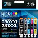 E-Z Ink Compatible Ink Cartridge Replacement for Canon PGI-280XXL CLI-281XXL 280 XXL 281 XXL Compatible with TR8620a TR8620 TS702a TS9520 TS9521C TR8520 TS6220 TS6320 TS8220 (5 Pack)