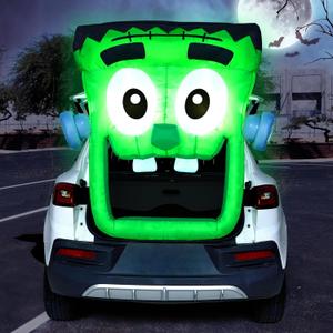 Joiedomi 4.3 FT Halloween Inflatable Outdoor Decorations, Trunk Or Treat Car Decoration, Blow Ups Green Zombie with Built-in LEDs for Car Decor, Halloween Yard Decor