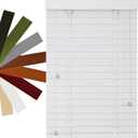 2" Slats Cordless Window Blinds Indoor Wooden Blinds & Shades, Faux Wood Blind 20" 29" 31" 38" 40" 42" 52" 58" 63" 68" 72" Horizontal Venetian Blinds, Darkening Privacy Blinds, (White)