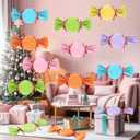 Acellegic 91 Pcs 20" Large Christmas Candy Ornaments Giant Christmas Candy Cane Hanging Ornaments with Ribbon Xmas Home Gift Tree New Year Party Supplies(Macaron Style)