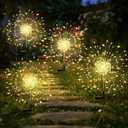 GIGALUMI Garden Outdoor Decor Lights 120LED 4Pack, Solar Garden Lights for Yard Outside Fairy Decorative, Solar Powered for Yard Pathway Flowerbed Planter Balcony Patio Decor Christmas, Warm White