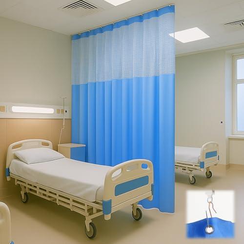 Chapou 60" W X 96" L/5x8FT Inherent Flame Retardant Hospital Curtain Room Divider, Grommet Flame Resistant Cubicle Curtains Medical Privacy Curtain for Hospital, Medical Clinic, Lab, School, Blue