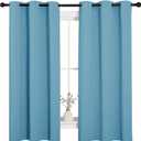 NICETOWN Window Treatment Thermal Insulated Solid Grommet Room Darkening Curtains/Drapes for Bedroom (Set of 2 Panels, 42 by 63 inches Long, Teal Blue=Light Blue)